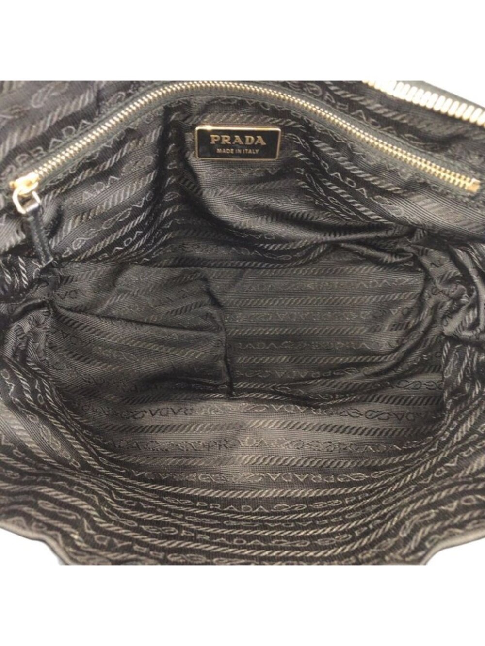 Prada Tessuto Black Gold Nylon Tote Mini Boston Bag - Picture 8 of 9
